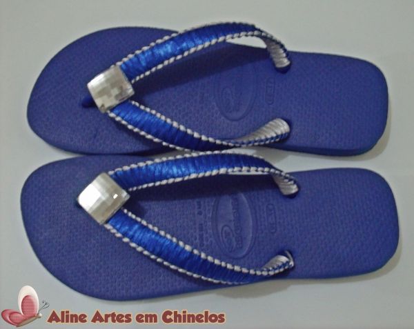 Chinelo Azul Escuro com Prata (Modelo 013)