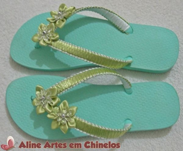 Chinelo Verde com Prata (Modelo 001)