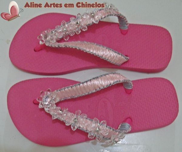 Chinelo Rosa com Prata (Modelo 005)