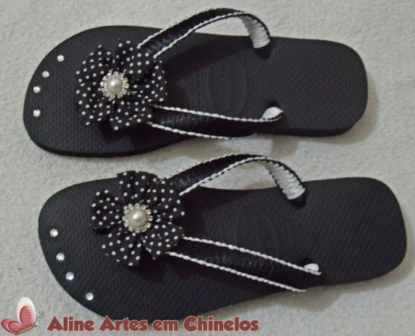 Chinelo Preto com Branco Modelo 006