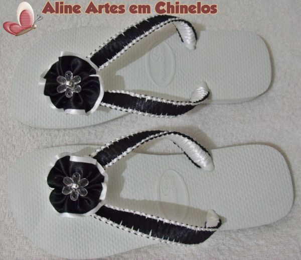 Chinelo Branco com Preto (Modelo 008)