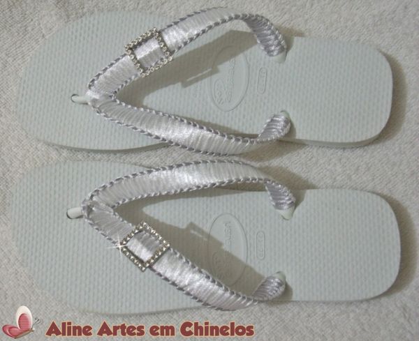 Chinelo Branco com Prata (Modelo 009)